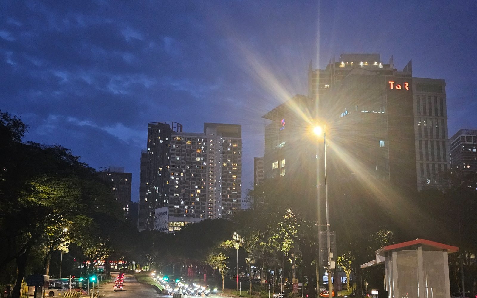 A contemporary city at night