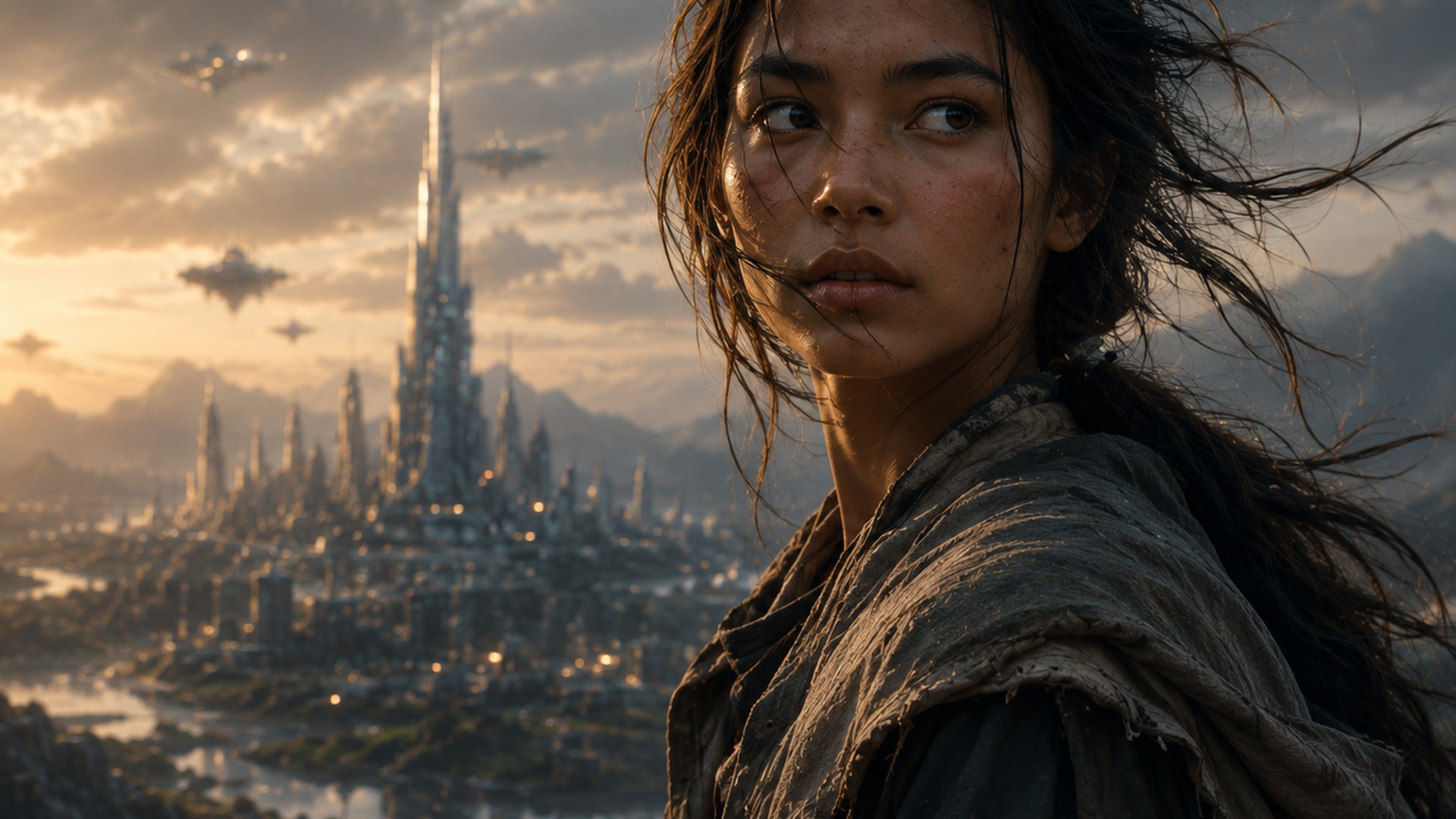 Aliya overlooking Node Prime in the world of Earth 2045